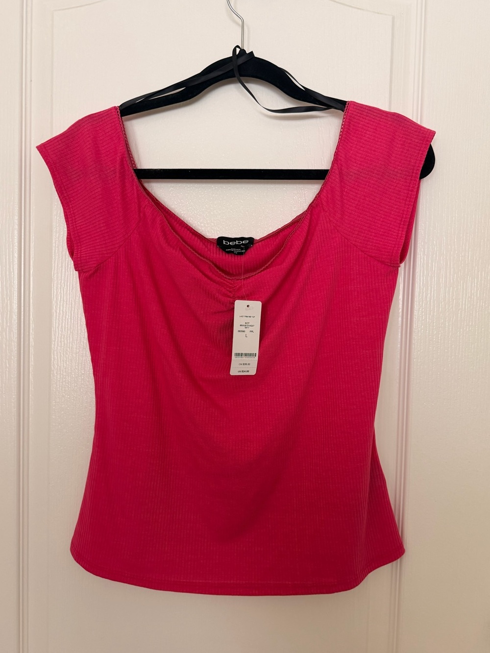 Bebe Hot Pink Off the Shoulder Top